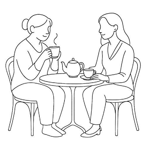 Dos mujeres tomando té.